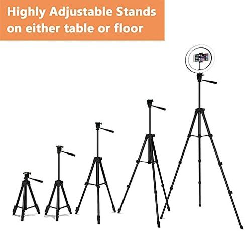 Selfie Led Lamp Light with 43 Inch Tripod Stand Holder Remote Photography Camera Dimmable(16cm-Tripod-Sliver) in Saudi Arabia