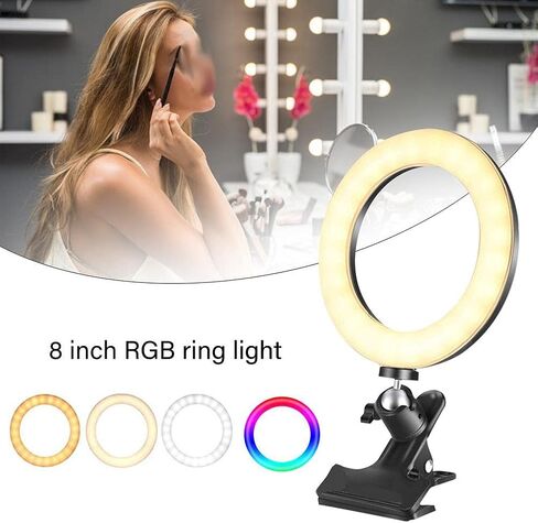 Adjustable Dimmable LED Selfie Light Flash RGB Photography Light Desktop Camera Phone Ringlight Lamp for Live Stream Makeup in Saudi Arabia