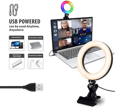 Adjustable Dimmable LED Selfie Light Flash RGB Photography Light Desktop Camera Phone Ringlight Lamp for Live Stream Makeup in Saudi Arabia