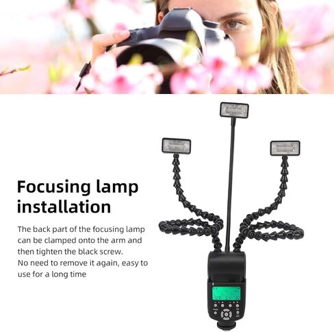 Camera Macro Flash Light, 5600K Flexible 3 Head Camera Flash with LCD Screen 8-Level Brightness Control, Adjustable Arms, Portable Camera Macro Arm Light in Saudi Arabia