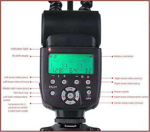 Camera Macro Flash Light, 5600K Flexible 3 Head Camera Flash with LCD Screen 8-Level Brightness Control, Adjustable Arms, Portable Camera Macro Arm Light in Saudi Arabia