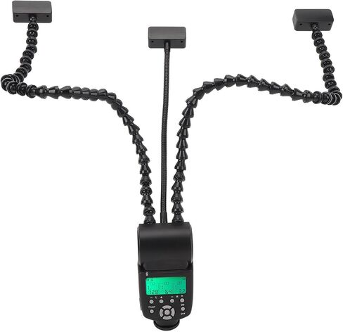 Camera Macro Flash Light, 5600K Flexible 3 Head Camera Flash with LCD Screen 8-Level Brightness Control, Adjustable Arms, Portable Camera Macro Arm Light in Saudi Arabia