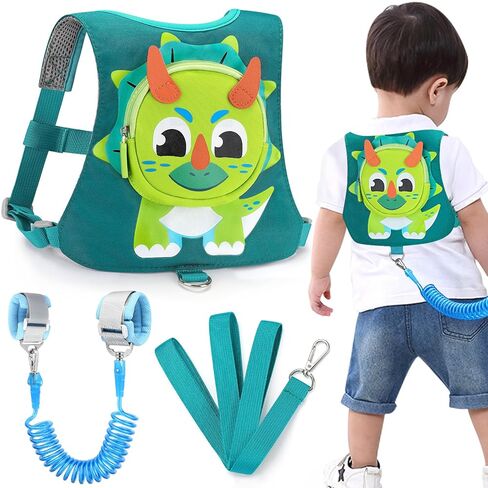 Toddler Harness Leash with Anti Lost Wrist Link, Accmor Kids Dinosaur Harnesses Leashes, Cute Triceratops Kids Walking Wristband Assistant Strap Belt for Parent Baby Boys Outdoor Activity in Saudi Arabia
