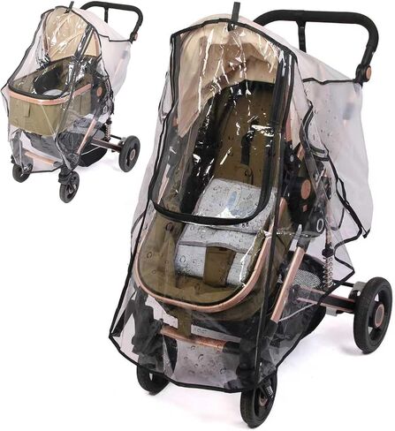 Stroller Rain Cover, Universal Rain Cover for Stroller with Waterproof Zipper, Clear Travel Weather Shield for Baby 4 Season Protection, Rainy Wind Snow Dust (XL, U-Shape Zipper) in Saudi Arabia