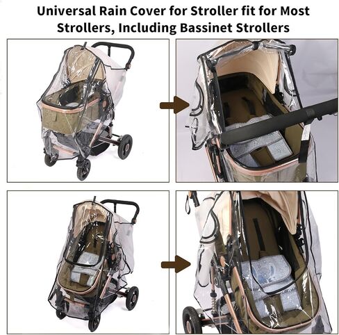 Stroller Rain Cover, Universal Rain Cover for Stroller with Waterproof Zipper, Clear Travel Weather Shield for Baby 4 Season Protection, Rainy Wind Snow Dust (XL, U-Shape Zipper) in Saudi Arabia