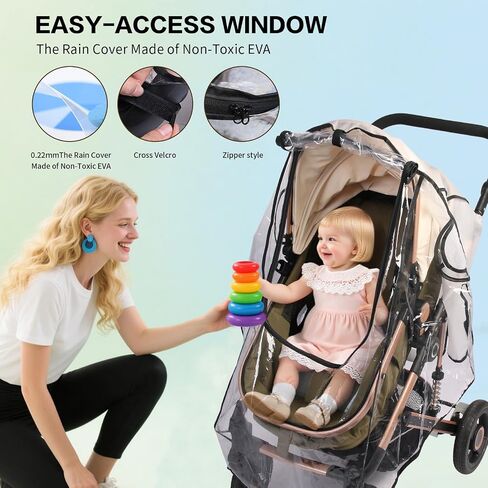 Stroller Rain Cover, Universal Rain Cover for Stroller with Waterproof Zipper, Clear Travel Weather Shield for Baby 4 Season Protection, Rainy Wind Snow Dust (XL, U-Shape Zipper) in Saudi Arabia