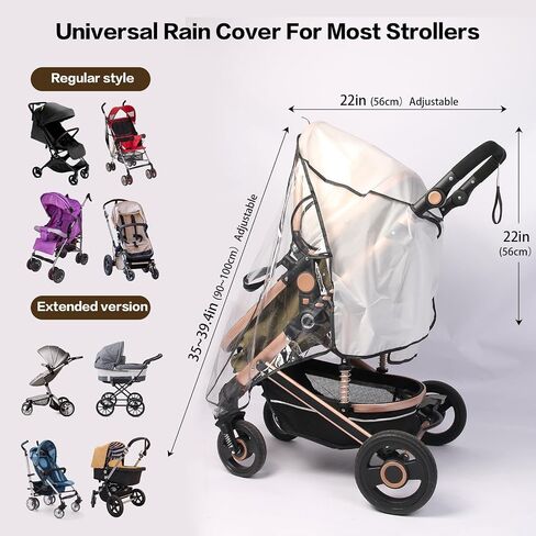 Stroller Rain Cover, Universal Rain Cover for Stroller with Waterproof Zipper, Clear Travel Weather Shield for Baby 4 Season Protection, Rainy Wind Snow Dust (XL, U-Shape Zipper) in Saudi Arabia