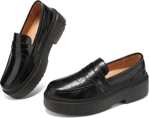 BEAUSEEN Women's Platform Chunky Penny Loafers Comfortable Lug Sole Slip-On Business Work Casual Dressy Shoes in Saudi Arabia