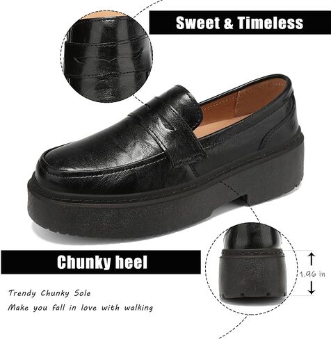 BEAUSEEN Women's Platform Chunky Penny Loafers Comfortable Lug Sole Slip-On Business Work Casual Dressy Shoes in Saudi Arabia