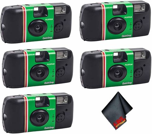 Fujifilm Quicksnap Flash 400 كاميرا يمكن التخلص منها لمرة واحدة (5x 27 التعرض) مع قطعة قماش لتنظيف الألياف الدقيقة in Saudi Arabia