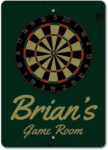Brian's Game Room اسم علامة الألومنيوم المعدنية لـ Man Cave Wall Decor Space Pace Plaque مع وجود ثقوب مسبقة 8 × 12 بوصة in Kuwait