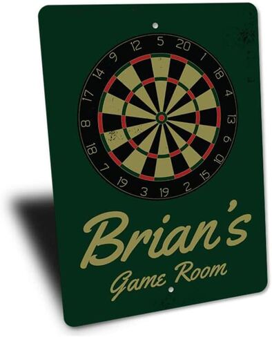 Brian's Game Room اسم علامة الألومنيوم المعدنية لـ Man Cave Wall Decor Space Pace Plaque مع وجود ثقوب مسبقة 8 × 12 بوصة in Kuwait