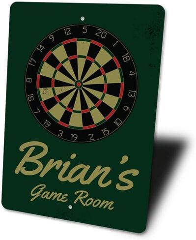 Brian's Game Room اسم علامة الألومنيوم المعدنية لـ Man Cave Wall Decor Space Pace Plaque مع وجود ثقوب مسبقة 8 × 12 بوصة in Kuwait