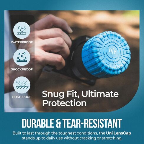 Universal Lens Cap Cover – DSLR Lens Protector for Nikon, Canon, Sony & Other DSLR Cameras – Waterproof & Shockproof (Fits 60-90mm Lenses), Vivid Blue, 2 Pack in Saudi Arabia