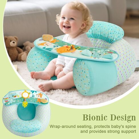 Upgraded Blublu Park Wider U-Shape Inflatable Sit Me Up Floor Seat for Baby 3-36 Months with Cover, Portable Baby Chair with Activity Sensory Tray for Sitting Up, Infant Floor Seats & Loungers, Piano in Saudi Arabia