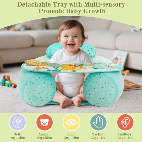 Upgraded Blublu Park Wider U-Shape Inflatable Sit Me Up Floor Seat for Baby 3-36 Months with Cover, Portable Baby Chair with Activity Sensory Tray for Sitting Up, Infant Floor Seats & Loungers, Piano in Saudi Arabia