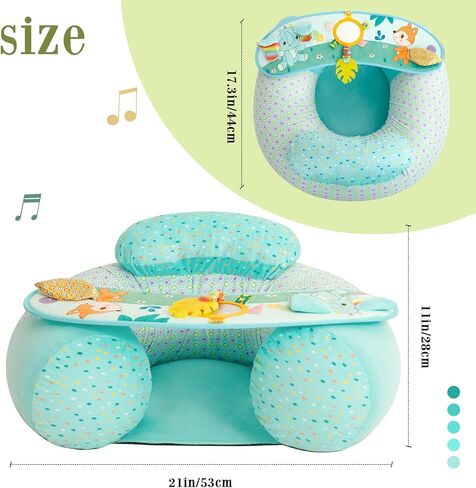 Upgraded Blublu Park Wider U-Shape Inflatable Sit Me Up Floor Seat for Baby 3-36 Months with Cover, Portable Baby Chair with Activity Sensory Tray for Sitting Up, Infant Floor Seats & Loungers, Piano in Saudi Arabia