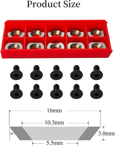 10Pcs 16mm Round Carbide Inserts Indexable Replacement Cutters Inserts Knives Set with Screws Fits for Full and Pro Size Popular DIY Woodworking Lathe Wood Turning Finisher Hollower Tools in Saudi Arabia