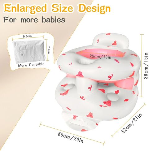Upgraded Inflatable Baby Seat for 4-36 Months Babies, Tozzaroo Baby Floor Chair with Built-in Air Pump, Full Surround Protection Infant Support Seat for Learning to Sit,Outdoor, Travel (Bear) in Saudi Arabia