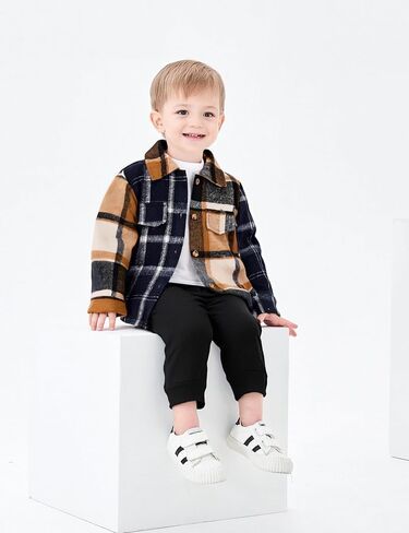 Crazyme 3Pcs Toddler Boy Clothes Plaid Shirt & White T-Shirt & Pants Boys Fall Outfits Clothing Set for Kids 6M to 6Y in Saudi Arabia