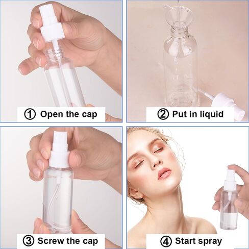 2oz Amber Glass Spray Bottles, 4 Pack Small Spray Bottle Mist Sprayer, Mini Travel Empty Fine Mist Spray Bottles with Funnel Dropper for Essential Oils, Hair, Perfume, Plants in Kuwait