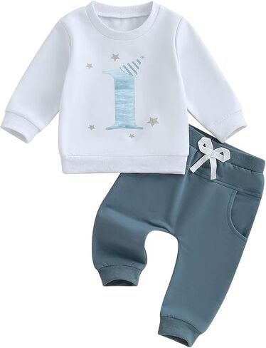 Wztyyds Baby Boy First First Birthday Withit Long Sweeve Sweatshirt Tops Wild One Birthday Shirt Pants مجموعة سقوط ملابس in Kuwait