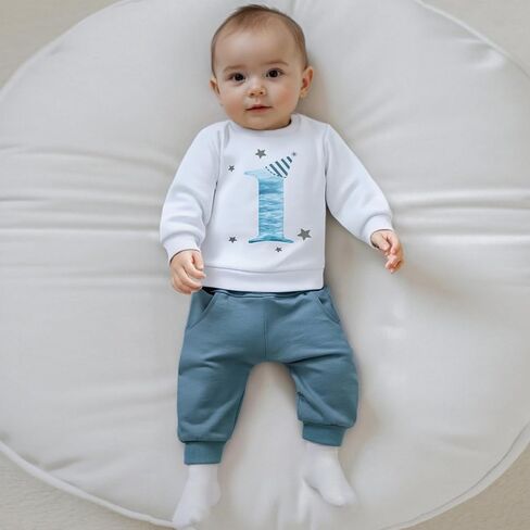 Wztyyds Baby Boy First First Birthday Withit Long Sweeve Sweatshirt Tops Wild One Birthday Shirt Pants مجموعة سقوط ملابس in Kuwait