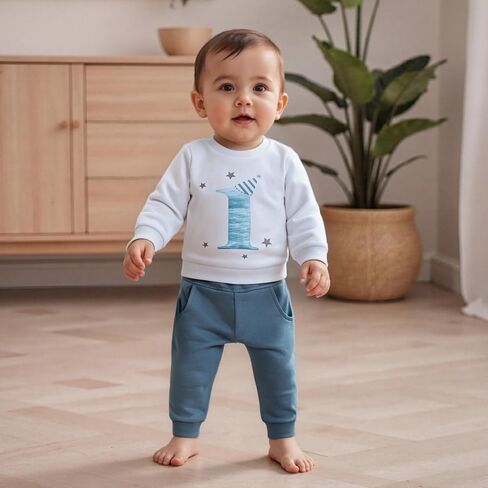 Wztyyds Baby Boy First First Birthday Withit Long Sweeve Sweatshirt Tops Wild One Birthday Shirt Pants مجموعة سقوط ملابس in Kuwait