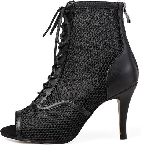 Women's Peep Toe Stiletto Dance Heels-Summer Sexy Black Dancing Booties, Comfortable Performance Shoes for Parties & Practice in Saudi Arabia