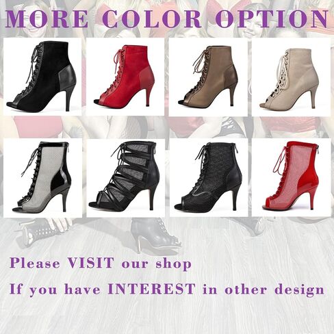 Women's Peep Toe Stiletto Dance Heels-Summer Sexy Black Dancing Booties, Comfortable Performance Shoes for Parties & Practice in Saudi Arabia