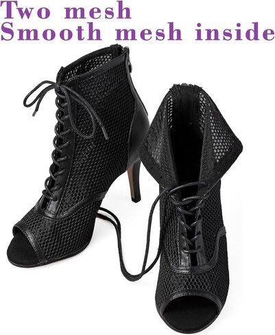 Women's Peep Toe Stiletto Dance Heels-Summer Sexy Black Dancing Booties, Comfortable Performance Shoes for Parties & Practice in Saudi Arabia