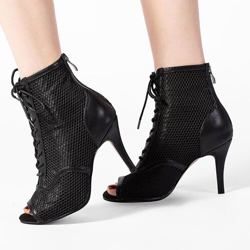 Women's Peep Toe Stiletto Dance Heels-Summer Sexy Black Dancing Booties, Comfortable Performance Shoes for Parties & Practice in Saudi Arabia