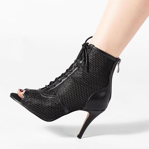 Women's Peep Toe Stiletto Dance Heels-Summer Sexy Black Dancing Booties, Comfortable Performance Shoes for Parties & Practice in Saudi Arabia
