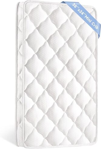 Mini Crib Mattress, 38’’x24’’ Dual Sided with Firm Support and 3" Thick Premium Foam, Hypoallergenic, Comfort, Breathable, Quiet & Odorless, Fits Mini and Portable Travel Cribs in Saudi Arabia