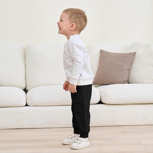 Dream Bus 2 Pack Toddler Boy Pants مع الجيوب الصغيرة والطفل السراويل الصعود ، سروال من القطن لمدة 9 أشهر - 4T in Kuwait