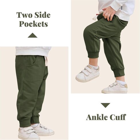 Dream Bus 2 Pack Toddler Boy Pants مع الجيوب الصغيرة والطفل السراويل الصعود ، سروال من القطن لمدة 9 أشهر - 4T in Kuwait