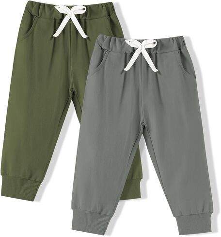 Dream Bus 2 Pack Toddler Boy Pants مع الجيوب الصغيرة والطفل السراويل الصعود ، سروال من القطن لمدة 9 أشهر - 4T in Kuwait