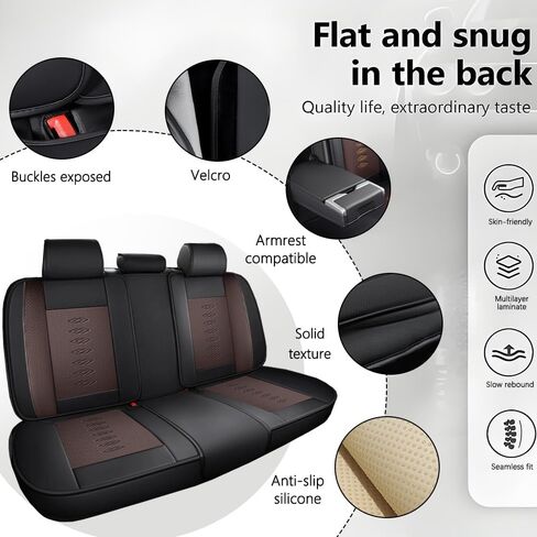 2 أغطية مقعد للسيارة الأمامية لأغطية مقاعد Hyundai Santa Fe Sport 2014-2018 مع دعم مقعد للقطعة من Nappa Leather المضادة للانزلاق لـ Hyundai Santa Fe Sport （Black & Gray-Deluxe） in Kuwait
