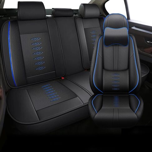 2 أغطية مقعد للسيارة الأمامية لأغطية مقاعد Hyundai Santa Fe Sport 2014-2018 مع دعم مقعد للقطعة من Nappa Leather المضادة للانزلاق لـ Hyundai Santa Fe Sport （Black & Gray-Deluxe） in Kuwait