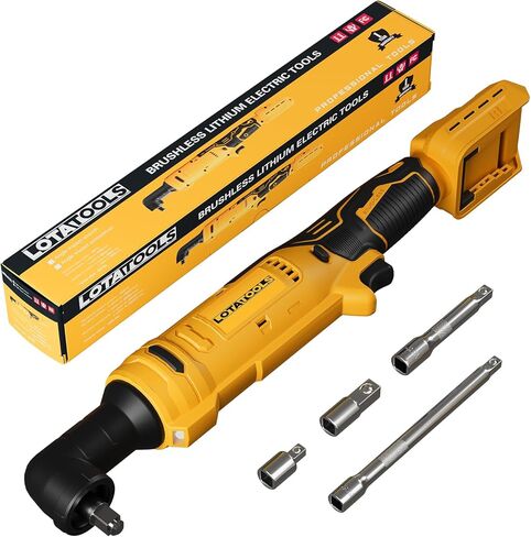 Ratchet Electric ، Cordless Ratchet 3/8 "، 93lb-Ft-lectric Ratchet Wrench ، مفتاح محرك مربع مع شريط تمديد ، محول 1/4" و 3 "تمديد مطابق مع بطارية DeWalt (أداة فقط) in Kuwait