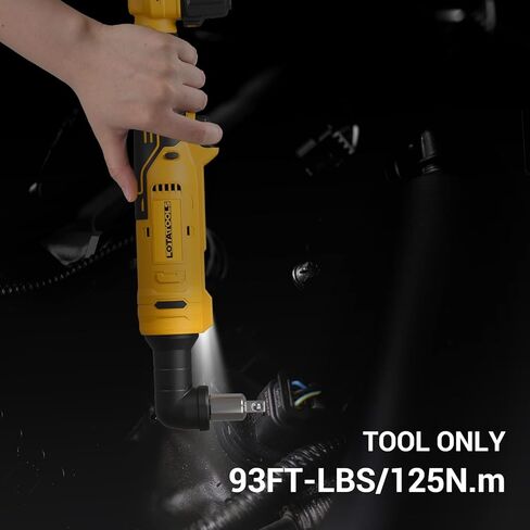 Ratchet Electric ، Cordless Ratchet 3/8 "، 93lb-Ft-lectric Ratchet Wrench ، مفتاح محرك مربع مع شريط تمديد ، محول 1/4" و 3 "تمديد مطابق مع بطارية DeWalt (أداة فقط) in Kuwait