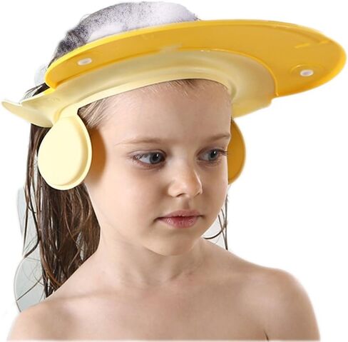 Shower Cap for Kids, Baby Shower Cap bath wash Shampoo rinser shield Hat Adjustable head hair Visor Protection Toddler and Children,Prevent water from entering eyes and ears(Blue) in Kuwait