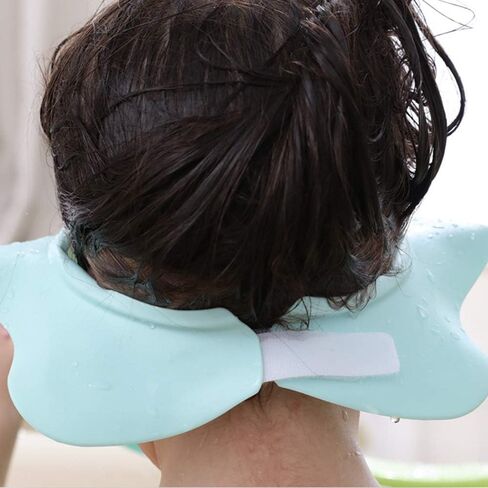 Shower Cap for Kids, Baby Shower Cap bath wash Shampoo rinser shield Hat Adjustable head hair Visor Protection Toddler and Children,Prevent water from entering eyes and ears(Blue) in Kuwait