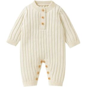 Neiwech Baby Boy Girl Romper Newborn Infant Knit Striped Solid Long Sleeve One Piece Jumpsuit Clothes in Saudi Arabia