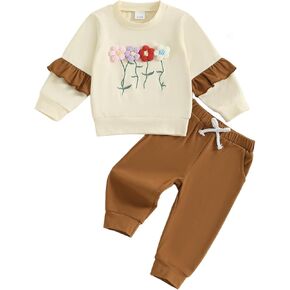 Amnnchya طفل رضيع فتاة ملابس لطيف ثلاثية الأبعاد الأزهار الرضع طويلة الأكمام Sweathsirt الخريف الشتاء ملابس الاطفال البلوز فستان أطفال مع سروال داخلي in Kuwait