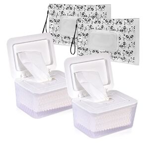 مناديل وموزع ومساحات حقيبة/حقيبة الأنسجة ، مناديل/حالة من الأنسجة مع غطاء آمن ختم الرطوبة ، والأقدام المطاطية غير المنقولة وتصميم الختم يحافظ على مناديل مناديل طازجة ومقاومة للغبار (Wh ، BN+2Panda) in Kuwait