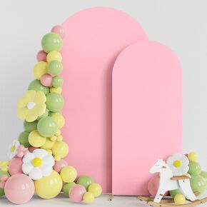 Asee'm Wedding Arch Cover Fitted Spandex Covers (7.2FT, 6FT) 2-Sided Round Top Chiara Backdrop Stand Cover Set of 2 for Party Birthday Banquet Decoration White in Saudi Arabia