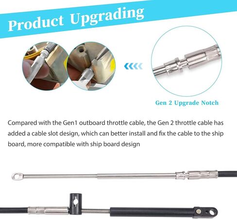 2PCS 15FT Gen 2 Control Cables Fits for Mercury Outboard Throttle Cable Upgraded Throttle and Shift Cables for Mercury Outboard Motor in Saudi Arabia