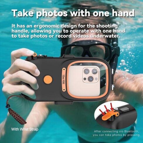 علبة الغوص العالمية لـ Snorkeling 15m/49ft ، حالة الهاتف لـ iPhone 16/15/14/13/12/11 Pro Max ، عوامل حماية فيديو تحت الماء لـ Samsung Galaxy S25/S24/S23/S22/S21 Plus Ultra (أسود) in Saudi Arabia