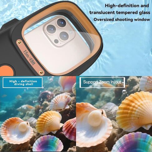 علبة الغوص العالمية لـ Snorkeling 15m/49ft ، حالة الهاتف لـ iPhone 16/15/14/13/12/11 Pro Max ، عوامل حماية فيديو تحت الماء لـ Samsung Galaxy S25/S24/S23/S22/S21 Plus Ultra (أسود) in Saudi Arabia